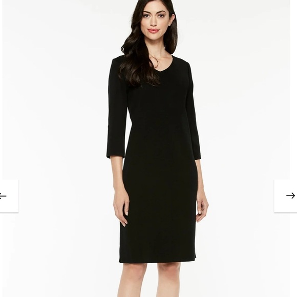 Susana Monaco Stretchy V-Neck Shift Dress Black Medium - Picture 2 of 10